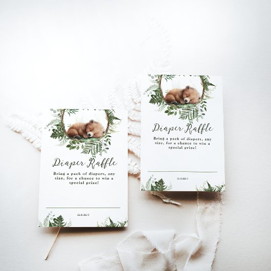 Carte D'accompagnement Aventure Bois Champignons Ours Bébé Garçon Douche