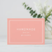 Carte D'accompagnement AVERY Minimal Blush Peach Remerciement Commande Fa (Debout devant)