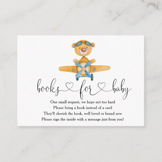 Carte D'accompagnement Avion Boy Teddy Bear Livres Pour Bébé (Devant)