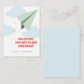 Carte D'accompagnement Avion en papier étonnant classe d'avion Valentine  (Devant / Derrière)