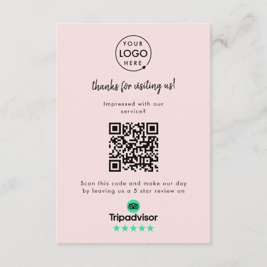 Carte D'accompagnement Avis TripAdvisor | Demande d'évaluation profession (Devant)