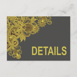 Carte D'accompagnement Aztec Paisley Mariage Directions charbon jaune