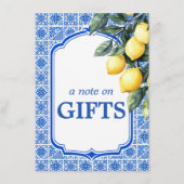 Carte D'accompagnement 💙🍋 Azul & Limone Romance Note sur les Cadeaux (Devant)