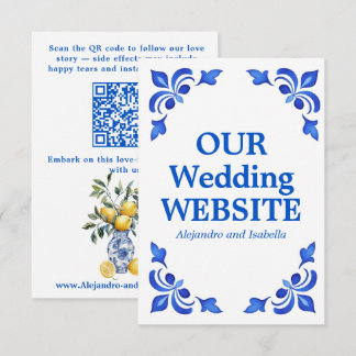 Carte D'accompagnement 💙🍋 Azul & Limone Romance QR Site Web de Mariage