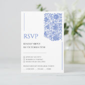 Carte D'accompagnement Azulejo Chinoiserie Bleu Floral Régence RSVP (Debout devant)