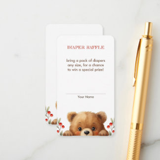 Carte D'accompagnement Baby Bear And Rowan Berries Diaper Raffle
