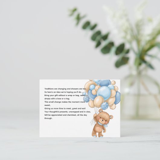 Carte D'accompagnement Baby Bear with Balloons Show Display Request (Debout devant)