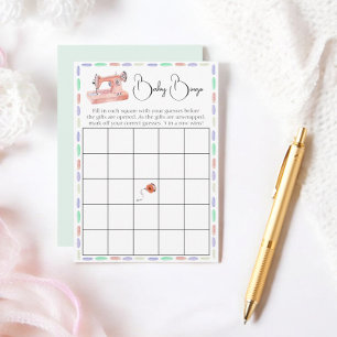 Carte D'accompagnement Baby Bingo Pastel Aquarelle Jeu de douche à étince