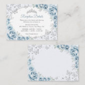 Carte D'accompagnement Baby Blue Silver Quinceanera Reception Details (Devant / Derrière)