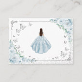 Carte D'accompagnement Baby Blue Silver Quincenarea Reception Details (Dos)