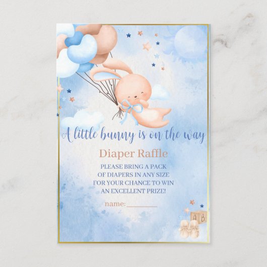 Carte D'accompagnement Baby Boy Bunny Baby shower Déchets Raffle (Devant)
