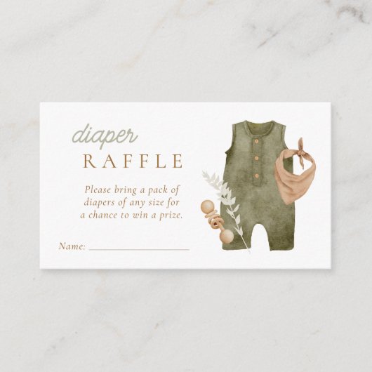 Carte D'accompagnement Baby Boy Clothesline Boho Diaper Raffle (Devant)