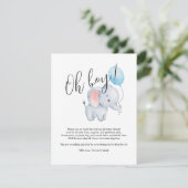 Carte D'accompagnement Baby Elephant & Baby shower Bleu Balloon (Debout devant)