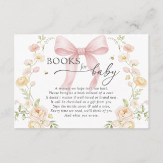 Carte D'accompagnement Baby in Bloom Book Request Pink Bow Baby Shower