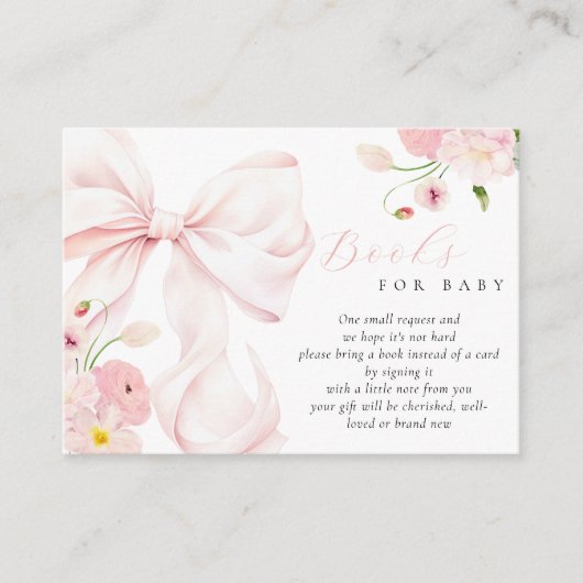 Carte D'accompagnement Baby in Bloom Bow Baby shower Livres pour bébé (Devant)