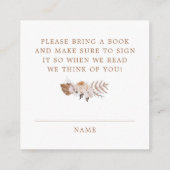 Carte D'accompagnement Baby In Bloom Dark Terracotta Boho Apportez un liv (Dos)