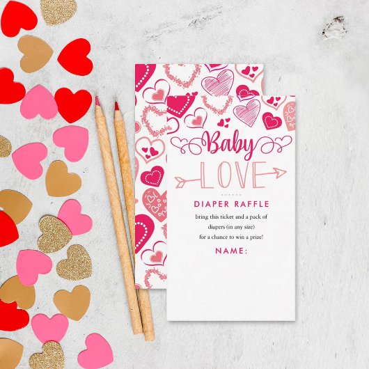 Carte D'accompagnement "Baby Love" La Saint Valentin Baby shower couche