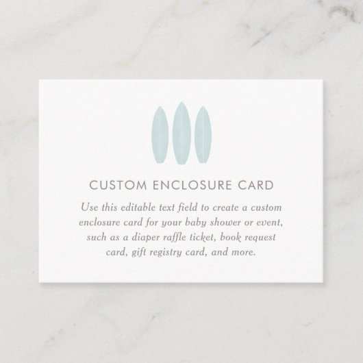 Carte D'accompagnement Baby on Board Blue Surfboard Custom (Devant)