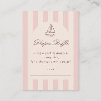 Carte D'accompagnement Baby On Board Elegant Pink Sailboat Diaper Raffle