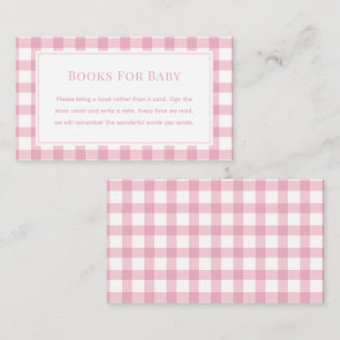 Carte D'accompagnement Baby Pink En vichy Girl Baby shower Livres Pour Ba