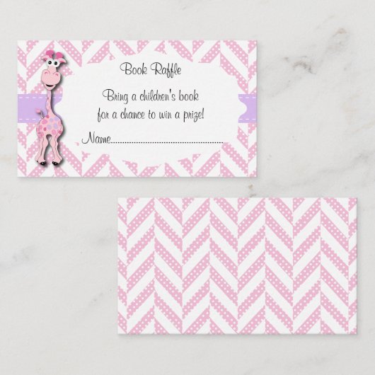 Carte D'accompagnement Baby Pink Giraffe Baby Boy Shower Book Raffle (Devant / Derrière)