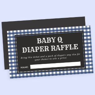 Carte D'accompagnement Baby Q carreaux navy Fête bébé Tirage au sort des 