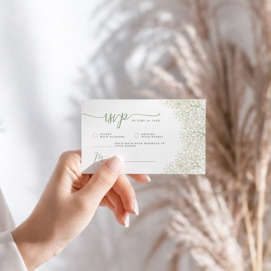 Carte D'accompagnement Baby’s Breath Minimalist Floral Bridal Shower RSVP