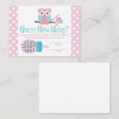 Carte D'accompagnement Baby shower à bouteille de Chouette rose Guesser J (Devant / Derrière)