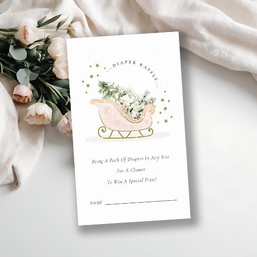 Carte D'accompagnement Baby shower à gaufre blanc rose d'hiver