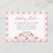 Carte D'accompagnement Baby shower à poitrine rose cerise douche (Devant)