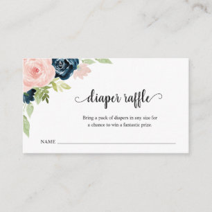 Carte D'accompagnement Baby shower à raffe bleu de la marine rose