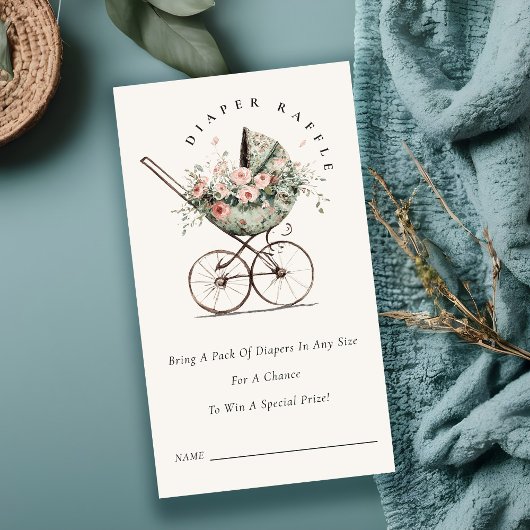 Carte D'accompagnement Baby shower à roulettes à rouleaux à fleurs