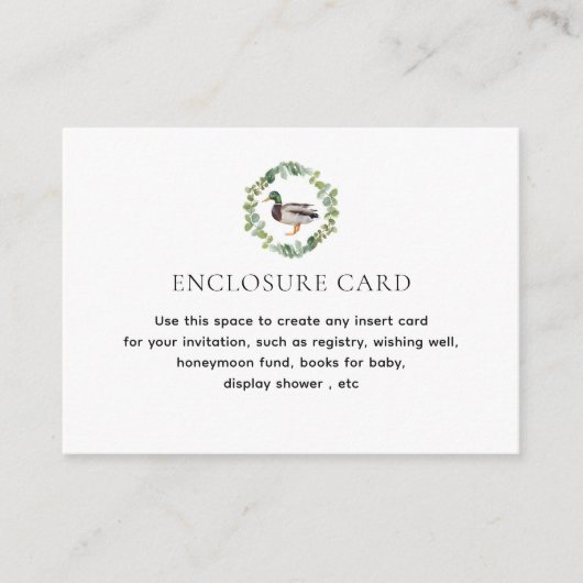 Carte D'accompagnement Baby shower à thème Mallard Duck Personnalisé (Devant)