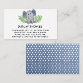 Carte D'accompagnement Baby shower Affichage Douche bleu Eléphant (Devant / Derrière)