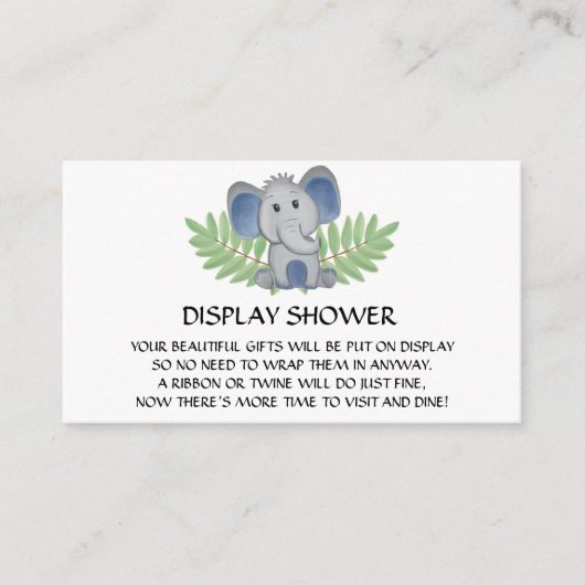 Carte D'accompagnement Baby shower Affichage Douche bleu Eléphant (Devant)
