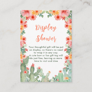 Carte D'accompagnement Baby Shower Affichage Floral Bohème Cactus