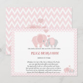 Carte D'accompagnement Baby shower, Amenez un livre, Bébée fille (Devant / Derrière)