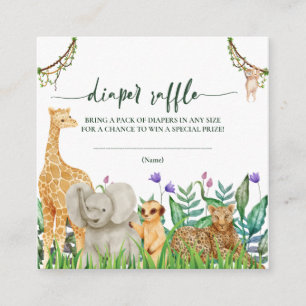 Carte D'accompagnement baby shower animal Safari lunettes Raffle