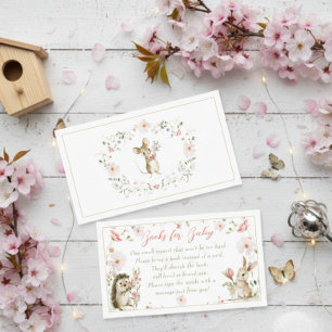 Carte D'accompagnement Baby Shower Animaux de la Forêt Fleuris Aquarelle