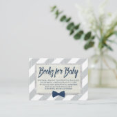 Carte D'accompagnement Baby shower Apportez un livre Boy Marine Bow Crava (Debout devant)