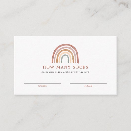 Carte D'accompagnement Baby shower Arc En Ciel Devine Combien De Chausset (Devant)