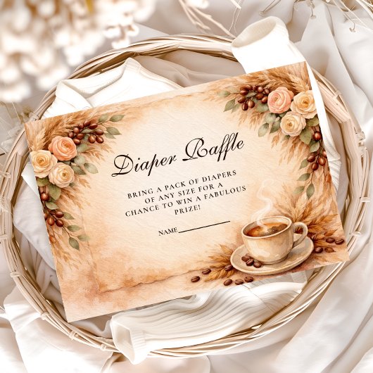 Carte D'accompagnement Baby Shower au Café Rustique pour Diaper Raffle