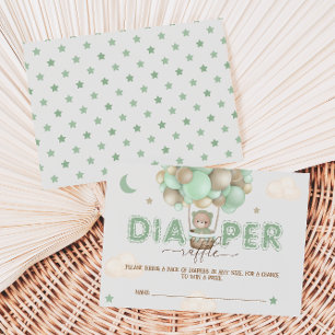 Carte D'accompagnement Baby Shower au thème ours vert Tirage au sort de c
