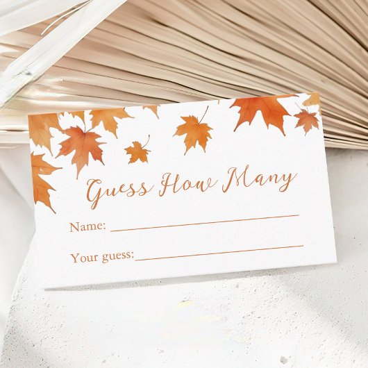 Carte D'accompagnement Baby shower Automne Devinez Combien De Jeu