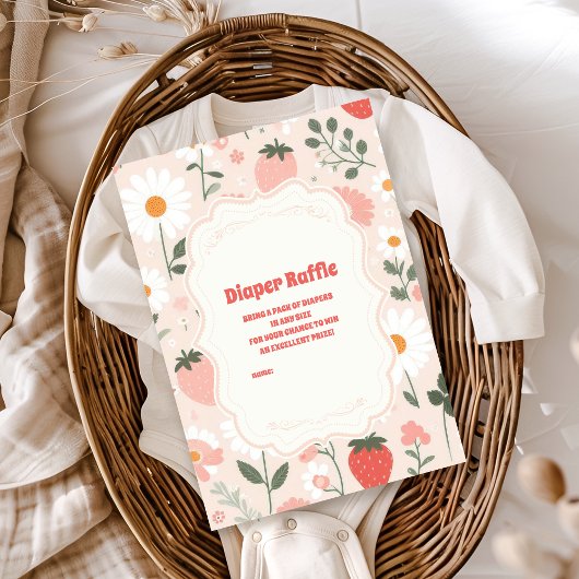Carte D'accompagnement Baby shower aux fraises | Berry Diapper Raffle