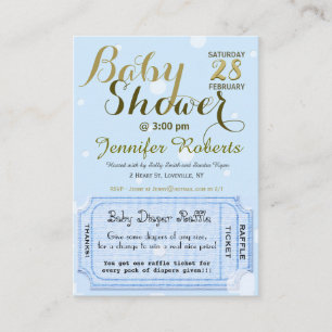 Carte D'accompagnement Baby shower avec le billet de tombola de