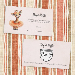 Carte D'accompagnement Baby Shower Ballerine Tutu Girafe Jeu de Couches
