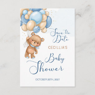 Carte D'accompagnement Baby shower Bear Balloons Enregistrer la date