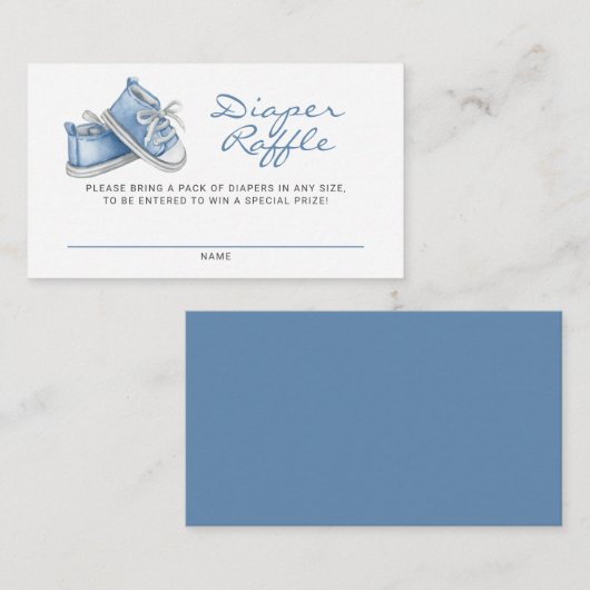 Carte D'accompagnement Baby shower Bébé Bleu Bonbons de couches Raffle (Devant / Derrière)