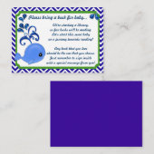 Carte D'accompagnement Baby shower Bébé de Baleine Bleue Livre Insérer (Devant / Derrière)